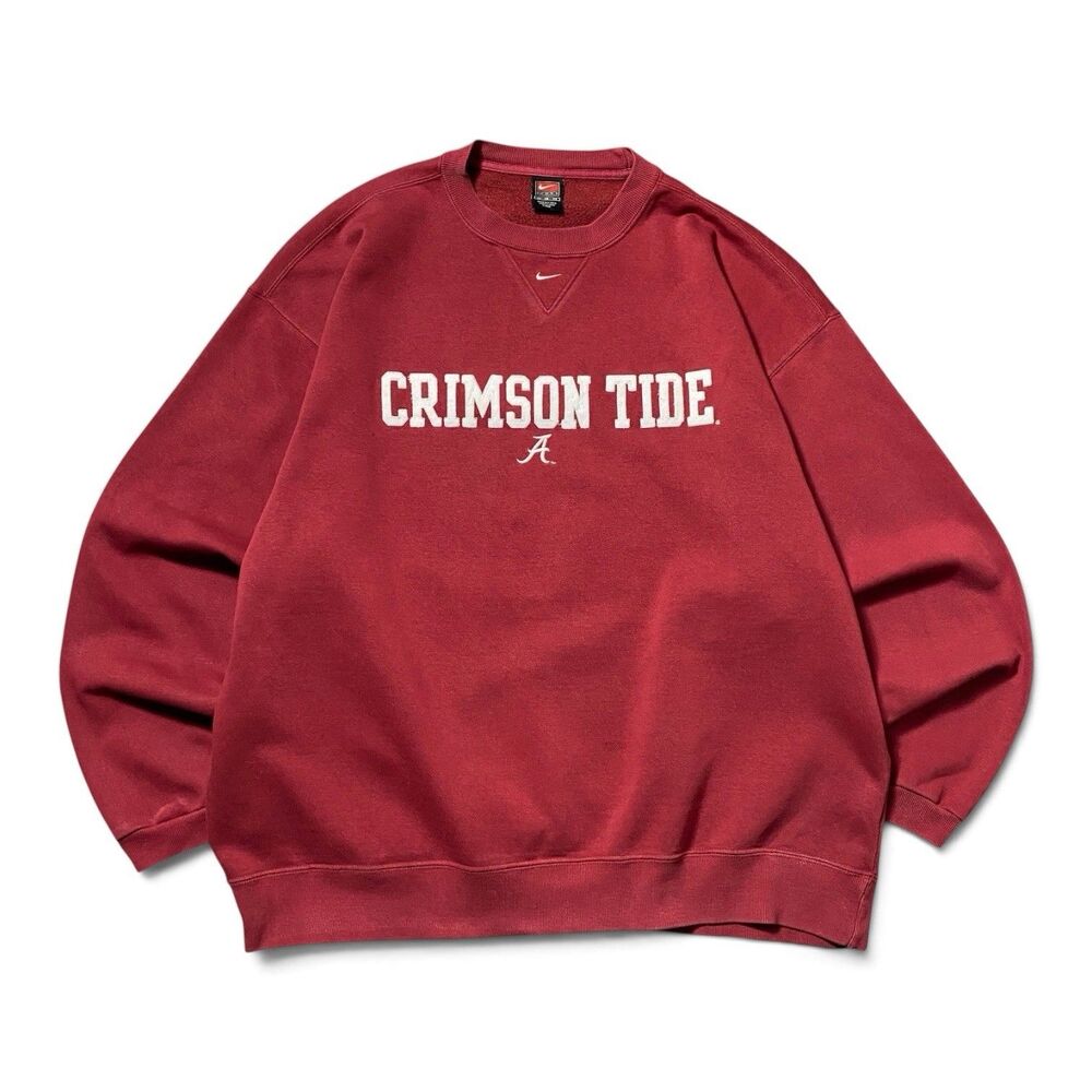Nike Crimson Tide Alabama Sweatshirt Large Vintage 90s Y2K Korea Cotton/Poly